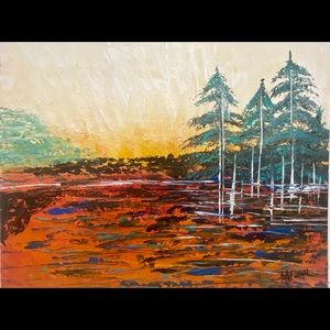 Original Acrylic Abstract Art 11x14 Canvas Board